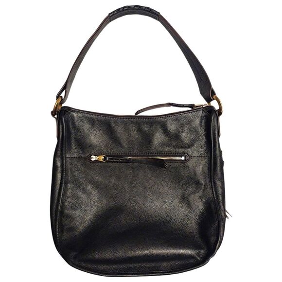 orYANY 'Madelyn' Pebbled Leather Braided Hobo Shoulder Bag, Black/Gold, LIKE NEW - Picture 3 of 11